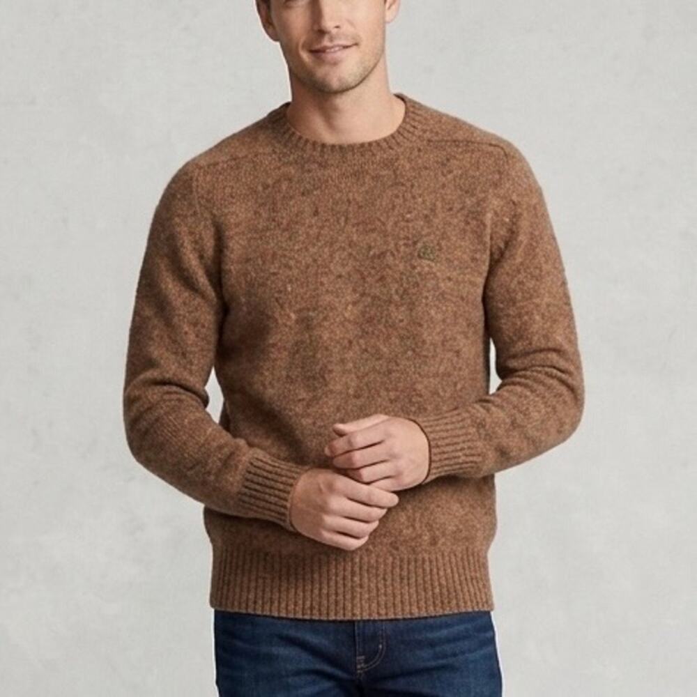 Vintage Chaps Ralph Lauren Shetland‎ 100% Wool Sweater Brown Crewneck Mens M